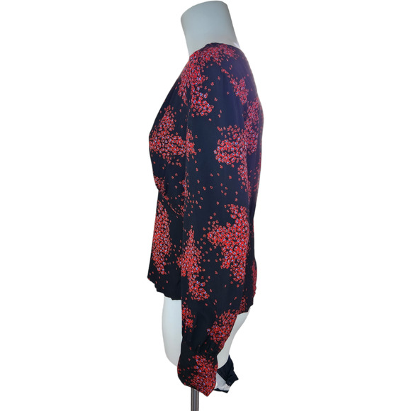 Ba&sh Women's Top Bruce Black Peasant Top Balloon Sleeves Nior Floral Size 2 NWT - Picture 6 of 15